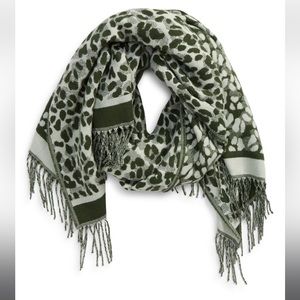 Ted Baker London Dark Green Leopard Woven Long Scarf